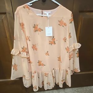 Pink Floral Peplum Top